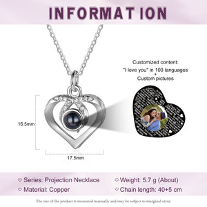 Custom Photo Projection Heart Pendant Necklace