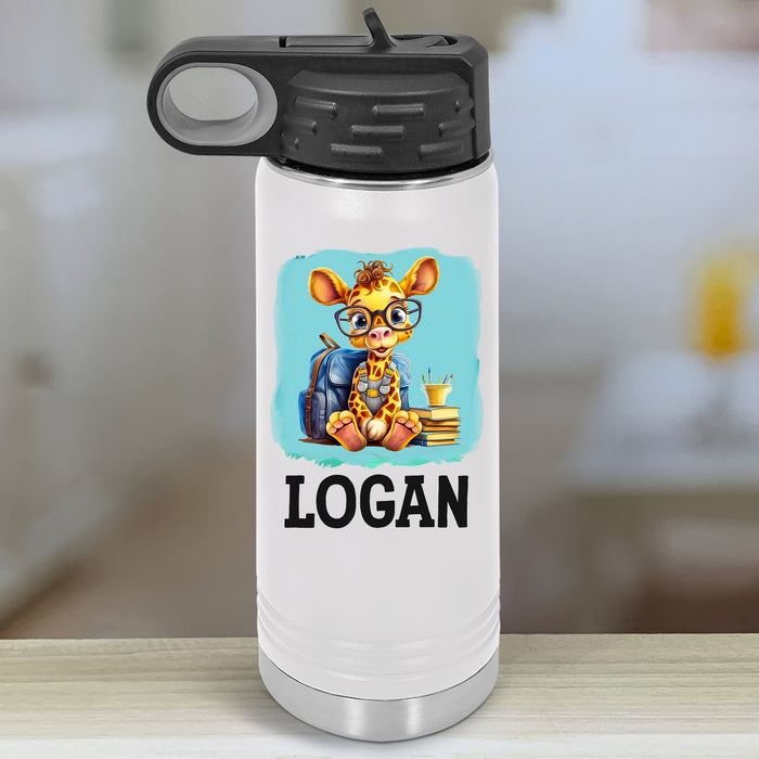 Animal School Personalized With Name Kids Water Bottle Tumblers