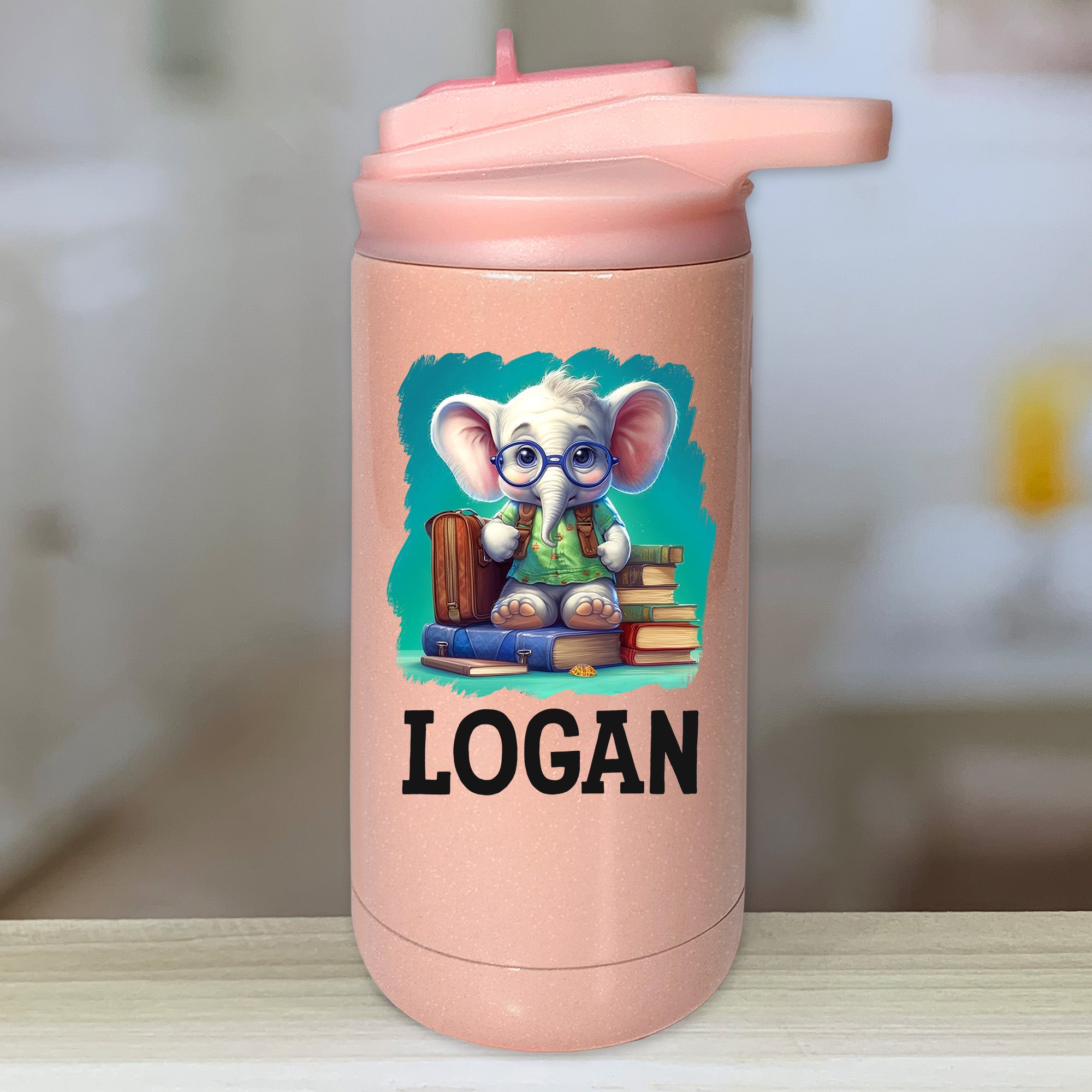 Animal School Personalized With Name Kids Water Bottle Tumblers