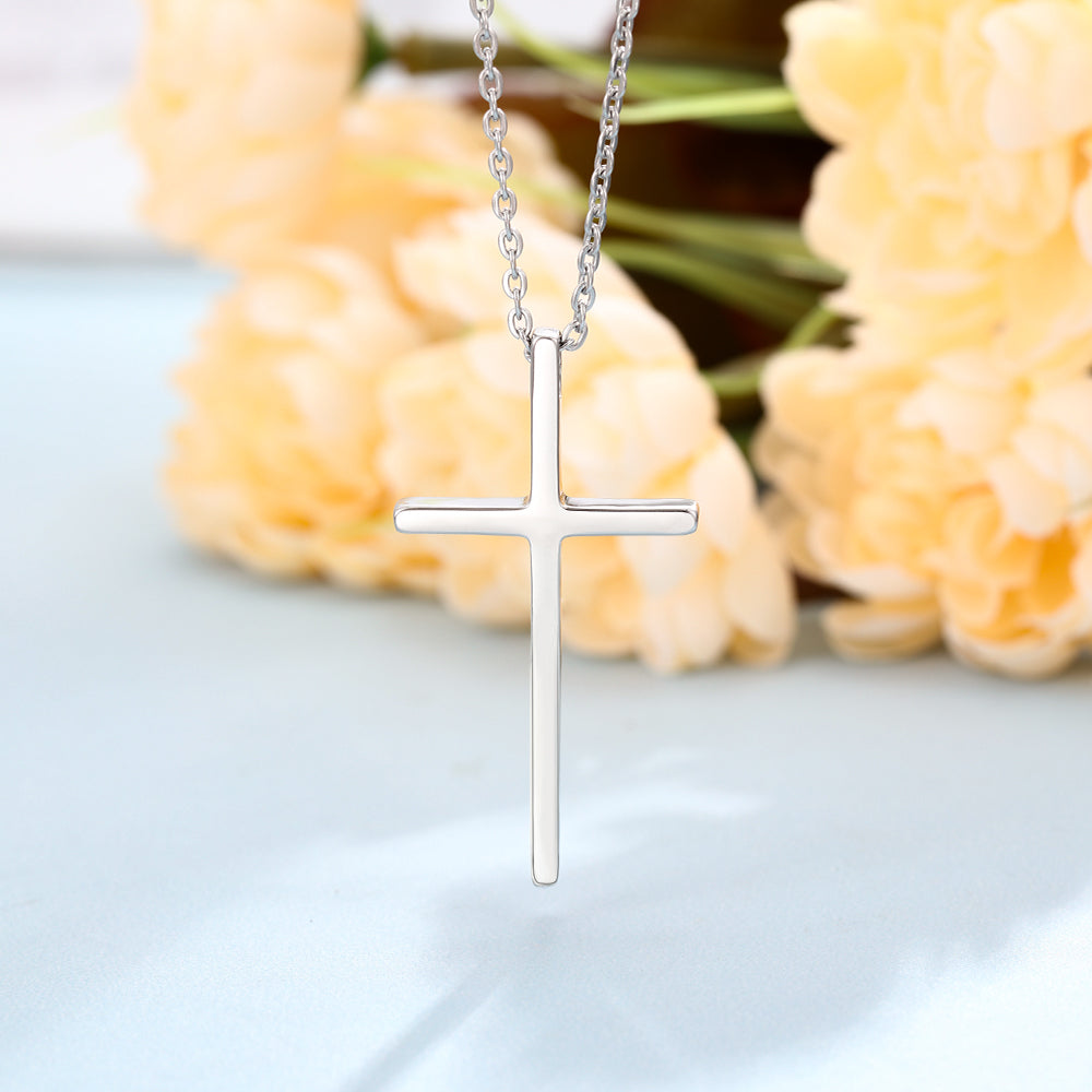 Stainless Steel Cross Necklace With Personalized Text