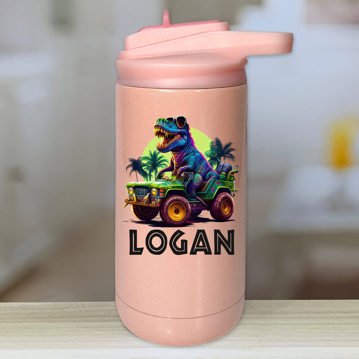 T-Rex Truck Personalized With Name Kids Water Bottle Tumblers