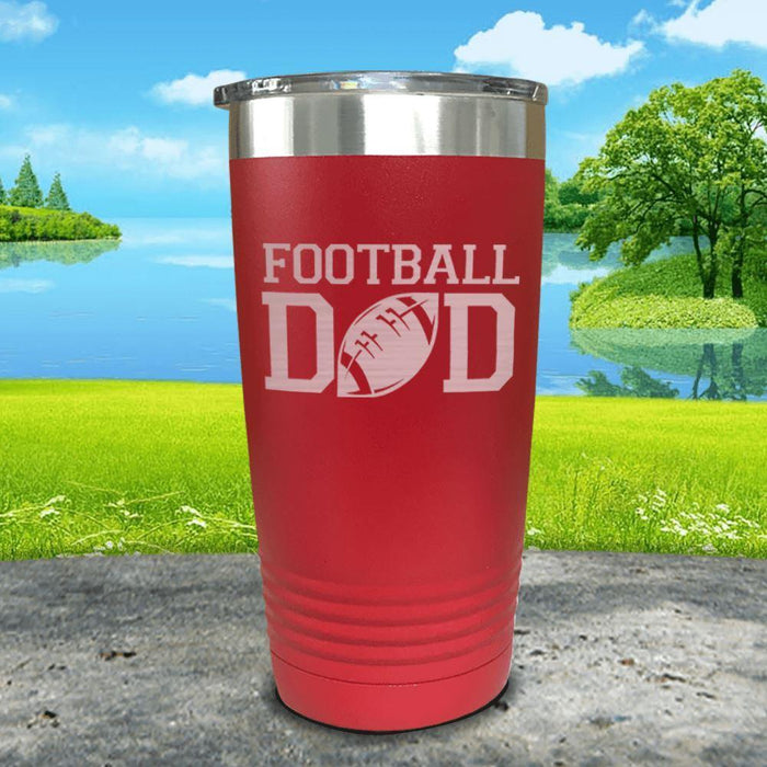 Football Dad Engraved Tumbler Tumbler ZLAZER 20oz Tumbler Red 