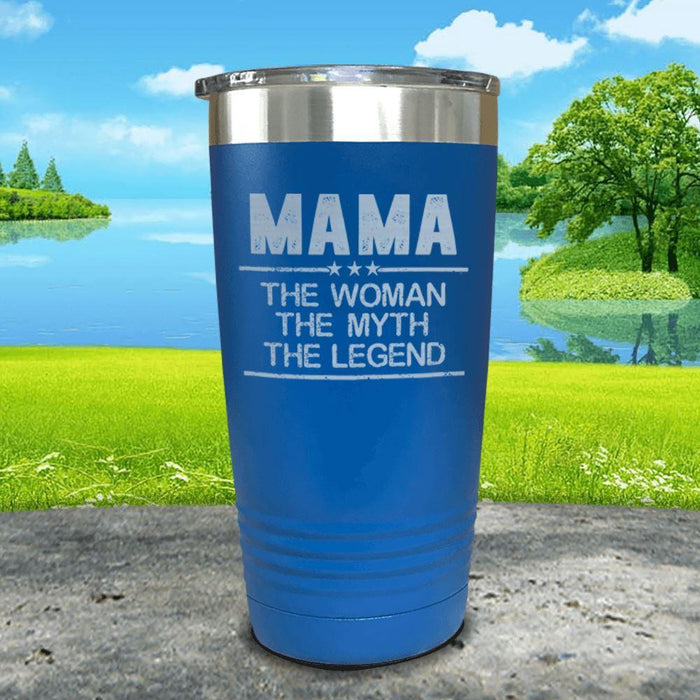 Mama The Woman Myth Legend Engraved Tumbler Tumbler ZLAZER 20oz Tumbler Blue 