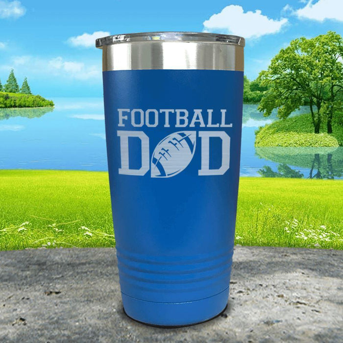 Football Dad Engraved Tumbler Tumbler ZLAZER 20oz Tumbler Blue 