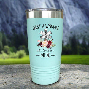 A Woman Who Loves Her Medic Color Printed Tumblers Tumbler Nocturnal Coatings 20oz Tumbler Mint 