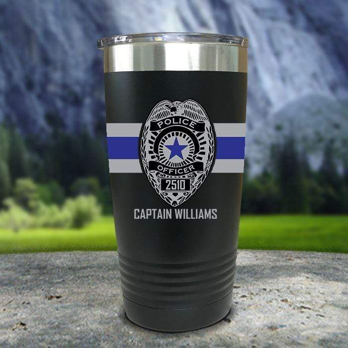 Personalized Police FULL Wrap Color Printed Tumblers Tumbler ZLAZER 20oz Tumbler Black 