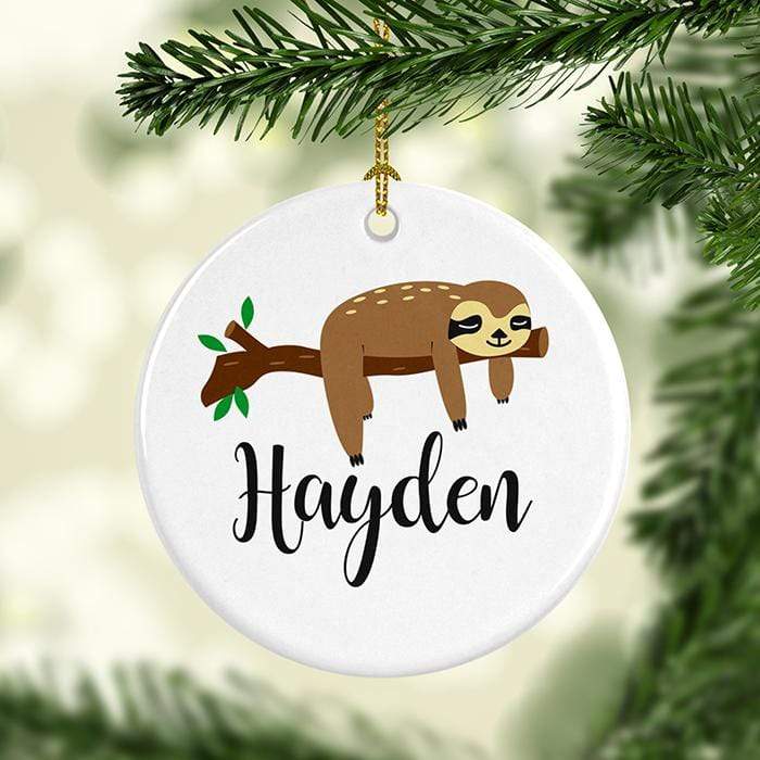 Sloth Personalized Ceramic Ornaments