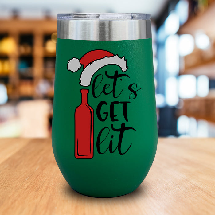 Let's Get Lit Christmas Color Printed Wine Tumbler