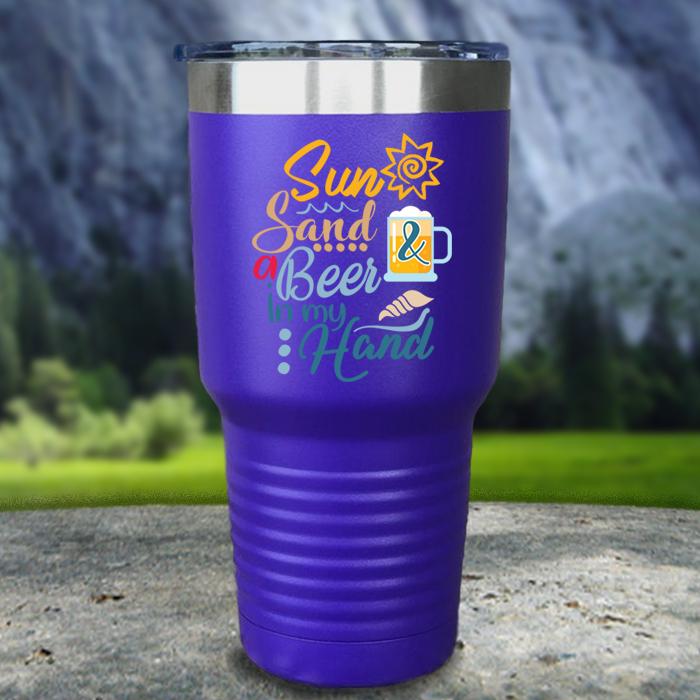 Sun Sand and Beer In My Hand Color Printed Tumblers