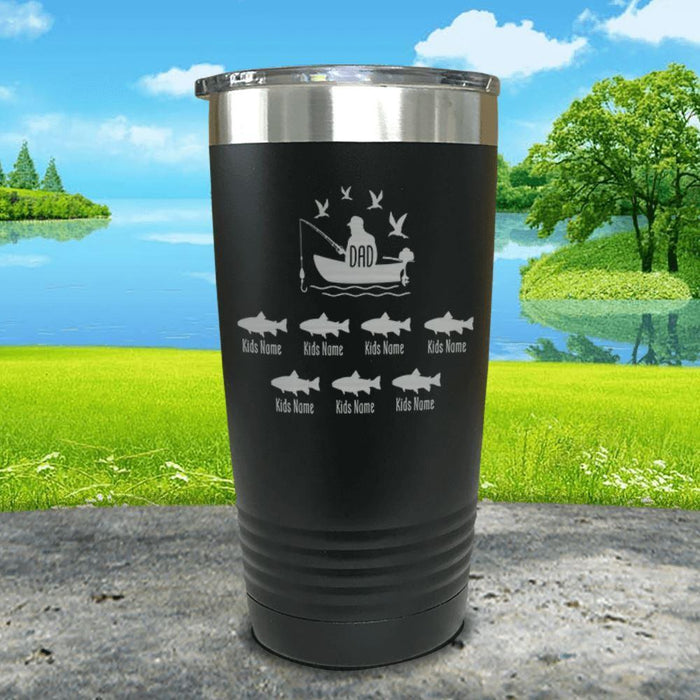 Fishing Dad (CUSTOM) With Child's Name Engraved Tumblers Tumbler ZLAZER 20oz Tumbler Black 