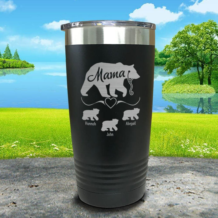 Mama Bear Nurse (CUSTOM) With Child's Name Engraved Tumblers Tumbler ZLAZER 20oz Tumbler Black 