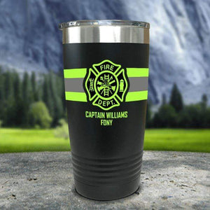 Personalized Firefighter FULL Wrap Color Printed Tumblers Tumbler Nocturnal Coatings 20oz Tumbler Black 