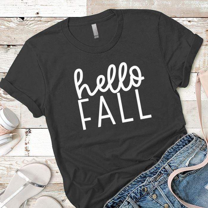 Hello Fall Premium Tees T-Shirts CustomCat Heavy Metal X-Small 