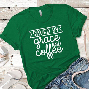 Saved By Grace Premium Tees T-Shirts CustomCat Kelly Green X-Small 