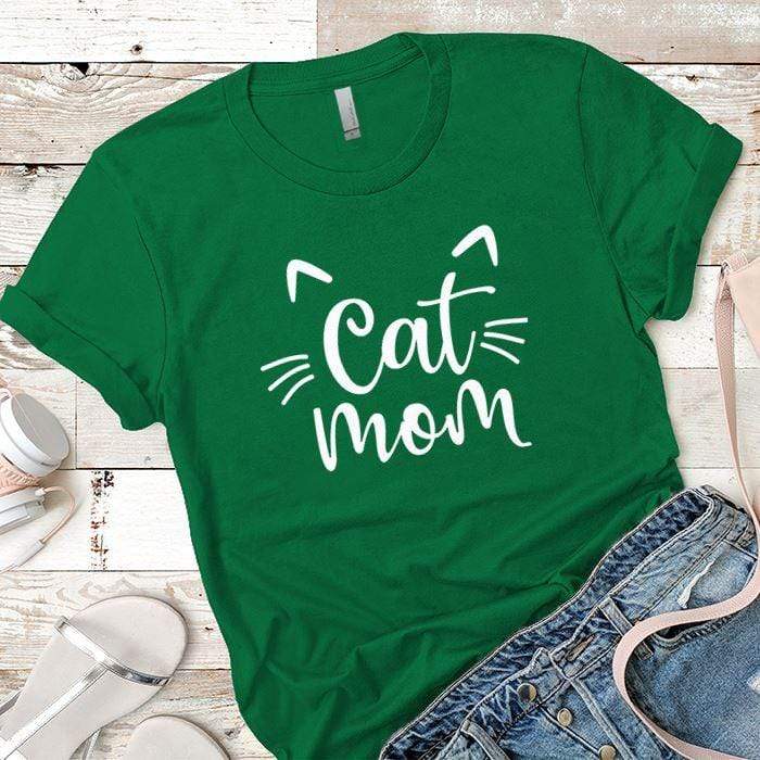 Cat Mama Premium Tees T-Shirts CustomCat Kelly Green X-Small 