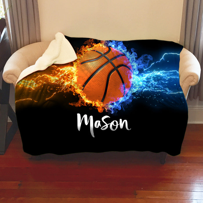 Fire And Lightning Sports Personalized Blankets