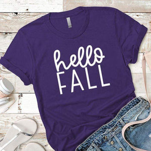 Hello Fall Premium Tees T-Shirts CustomCat Purple Rush/ X-Small 