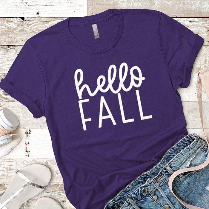 Hello Fall Premium Tees T-Shirts CustomCat Purple Rush/ X-Small 