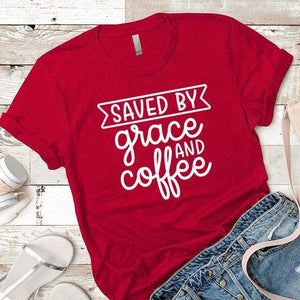 Saved By Grace Premium Tees T-Shirts CustomCat Red X-Small 
