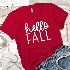 Hello Fall Premium Tees T-Shirts CustomCat Red X-Small 