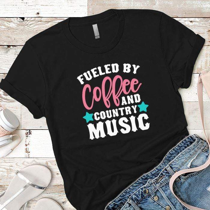 Fueled By Coffee 2 Premium Tees T-Shirts CustomCat Black X-Small 