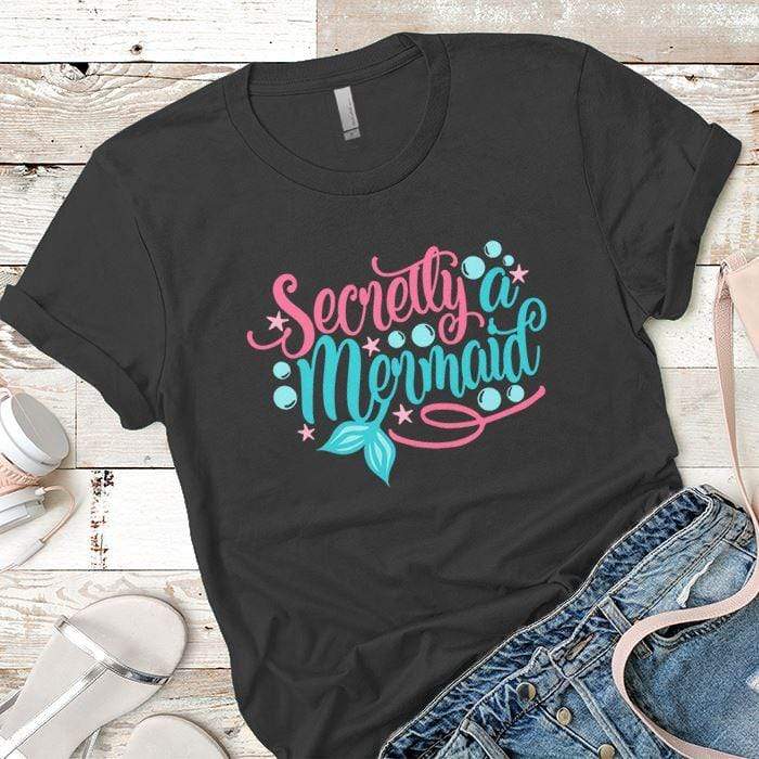 Secretly Mermaid Premium Tees T-Shirts CustomCat Heavy Metal X-Small 