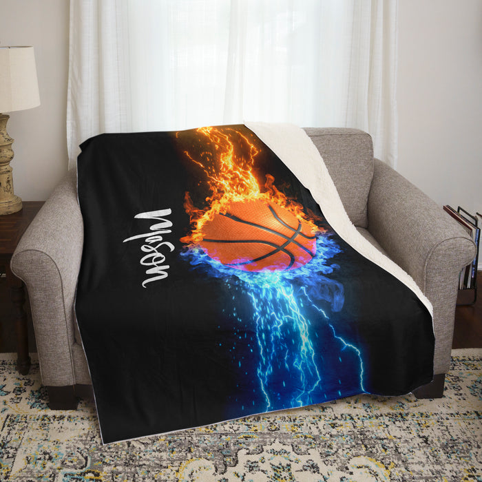 Fire And Lightning Sports Personalized Blankets