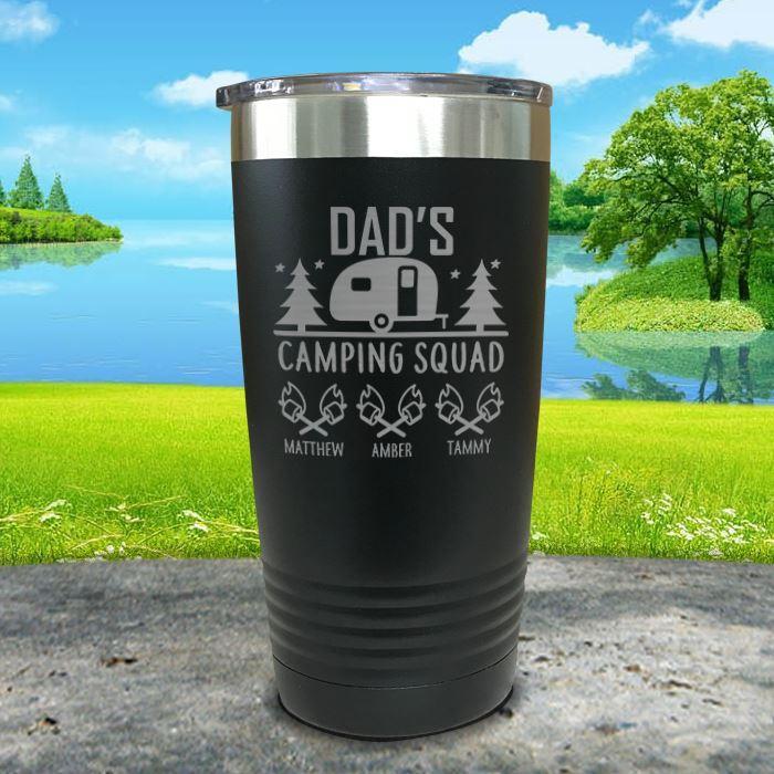 Dad's Camping Squad (CUSTOM) With Child's Name Engraved Tumblers Tumbler ZLAZER 20oz Tumbler Black 