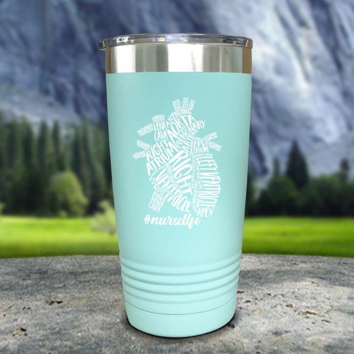 Nurse Descriptive Heart Color Printed Tumblers Tumbler ZLAZER 20oz Tumbler Mint 