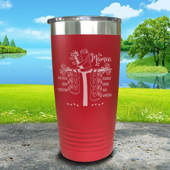 Sloth Mama (CUSTOM) With Child's Name Engraved Tumblers Tumbler ZLAZER 20oz Tumbler Red 