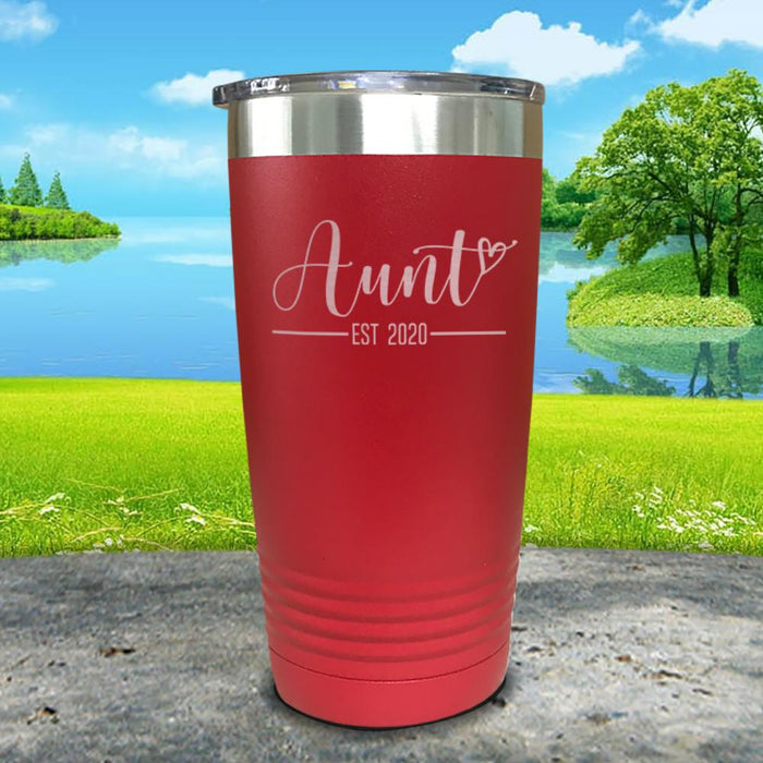 Personalized Aunt EST Script Heart Engraved Tumbler