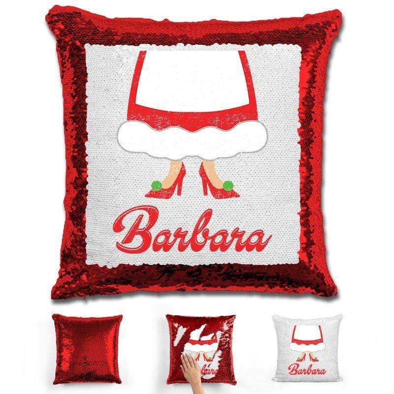 Personalized Mrs. Claus Christmas Magic Sequin Pillow Pillow GLAM Red 