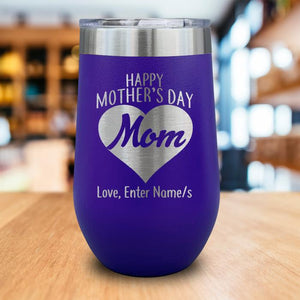 Personalized Happy Mother's Day Heart Engraved Wine Tumbler