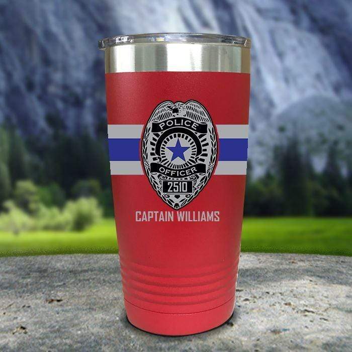 Personalized Police FULL Wrap Color Printed Tumblers Tumbler ZLAZER 20oz Tumbler Red 