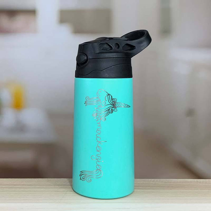 Personalized Unicorn Water Bottle Tumblers for Kids with Laser Engraved Name