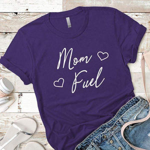 Mom Fuel Heart Premium Tees T-Shirts CustomCat Purple Rush/ X-Small 