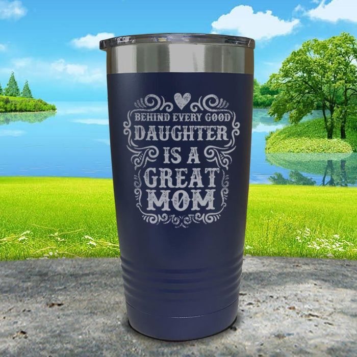 Great Mom Engraved Tumbler Tumbler ZLAZER 20oz Tumbler Navy 