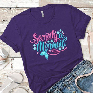 Secretly Mermaid Premium Tees T-Shirts CustomCat Purple Rush/ X-Small 