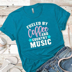 Fueled By Coffee 2 Premium Tees T-Shirts CustomCat Turquoise X-Small 