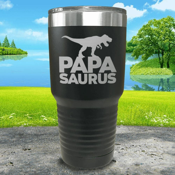 Papasaurus Engraved Tumbler Tumbler ZLAZER 30oz Tumbler Black 