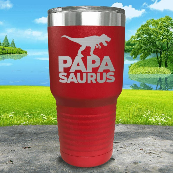 Papasaurus Engraved Tumbler Tumbler ZLAZER 30oz Tumbler Red 