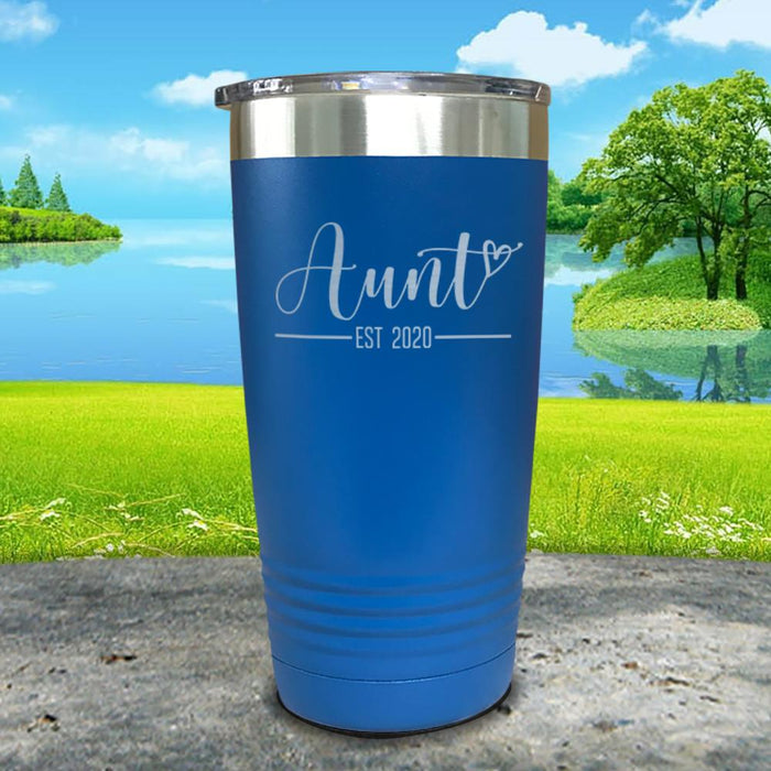 Personalized Aunt EST Script Heart Engraved Tumbler