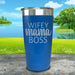 Wifey Mama Boss Engraved Tumblers Tumbler ZLAZER 20oz Tumbler Blue 