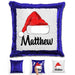 Personalized Santa Claus Hat Christmas Magic Sequin Pillow Pillow GLAM Blue 