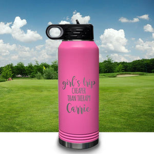 PERSONALIZED Girls Trip Cheaper Than Therapy Engraved 32oz Sport Bottle