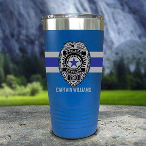 Personalized Police FULL Wrap Color Printed Tumblers Tumbler Nocturnal Coatings 20oz Tumbler Blue 