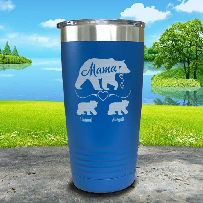 Mama Bear Nurse (CUSTOM) With Child's Name Engraved Tumblers Tumbler ZLAZER 20oz Tumbler Lemon Blue 