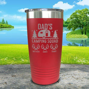 Dad's Camping Squad (CUSTOM) With Child's Name Engraved Tumblers Tumbler ZLAZER 20oz Tumbler Red 