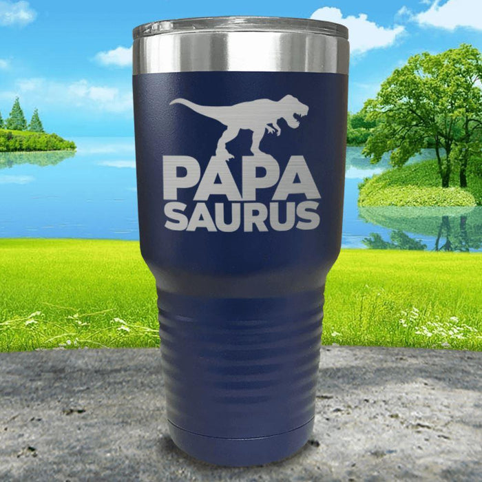 Papasaurus Engraved Tumbler Tumbler ZLAZER 30oz Tumbler Navy 