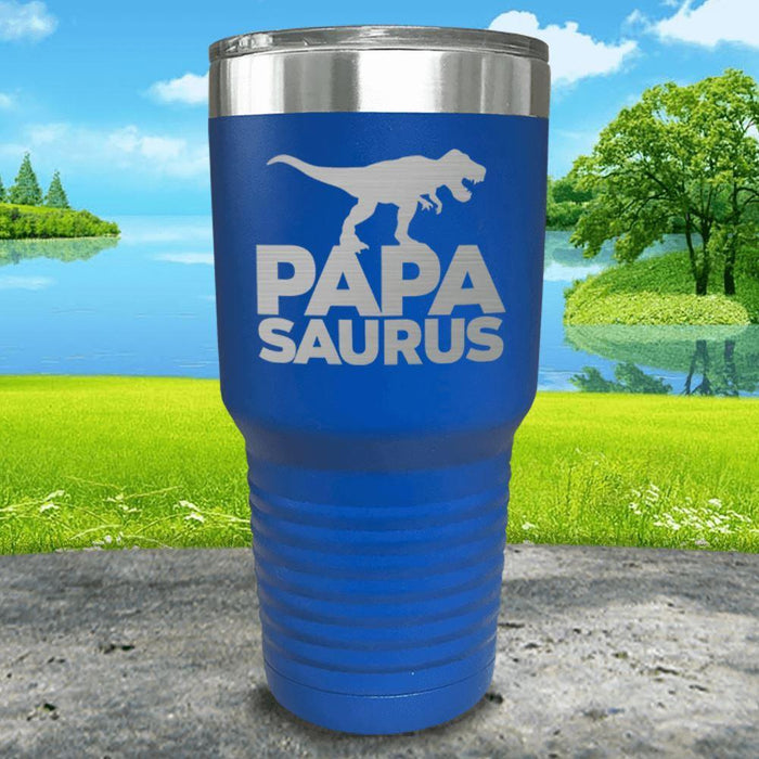 Papasaurus Engraved Tumbler Tumbler ZLAZER 30oz Tumbler Blue 